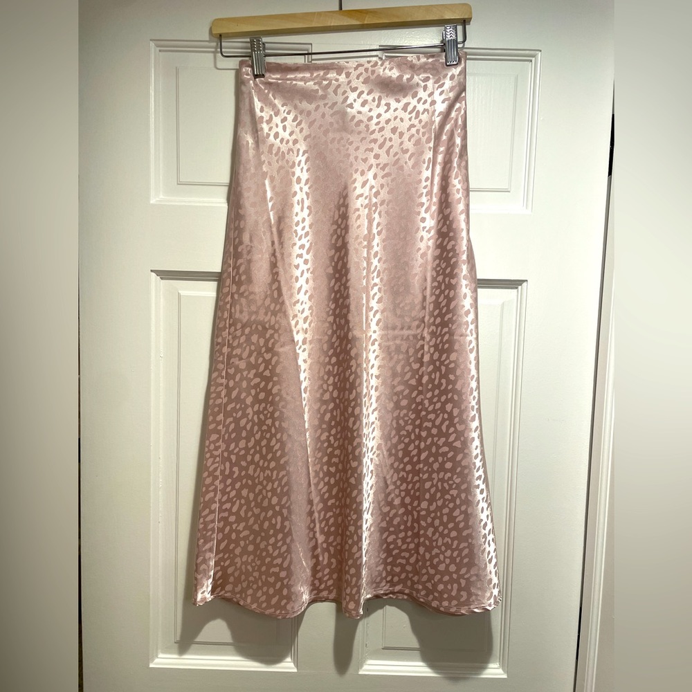 Pink Midi Semi-loose Satin Skirt